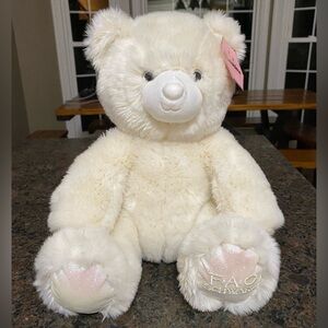 FAO Schwarz Sparklers Teddy Bear‎ 10 Inch Soft Plush White NWT